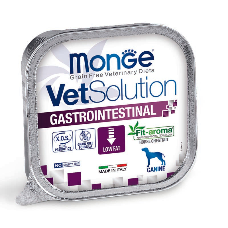 Monge VetSolution Gastrointestinal cane 150g umido low fat con nucleotidi, XOS e proteine ad alta digeribilità Monge VetSolution Gastrointestinal cane 150g umido low fat con nucleotidi, XOS e proteine ad alta digeribilità